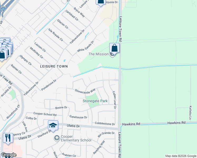 map of restaurants, bars, coffee shops, grocery stores, and more near 242 Stonegate Drive in Vacaville