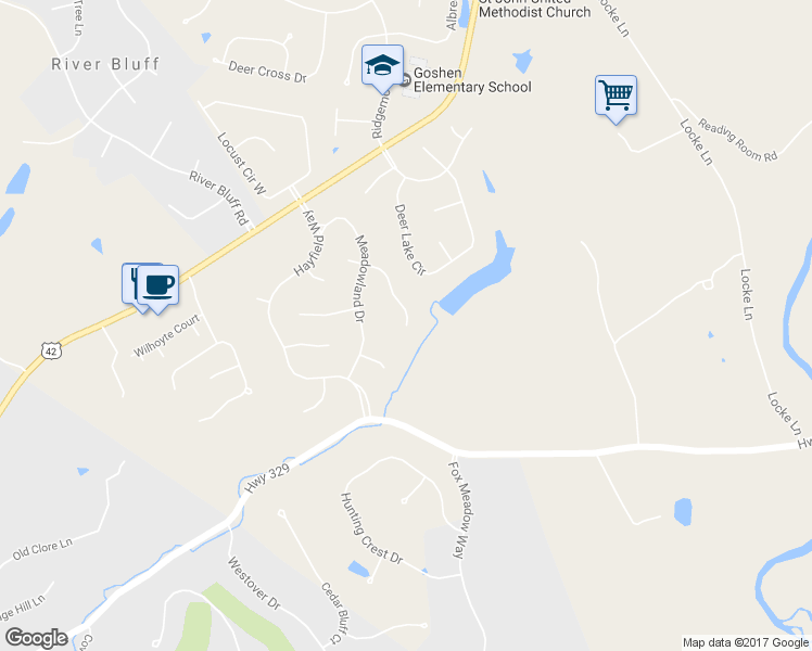 map of restaurants, bars, coffee shops, grocery stores, and more near 12900 Sunnybrook Drive in Prospect