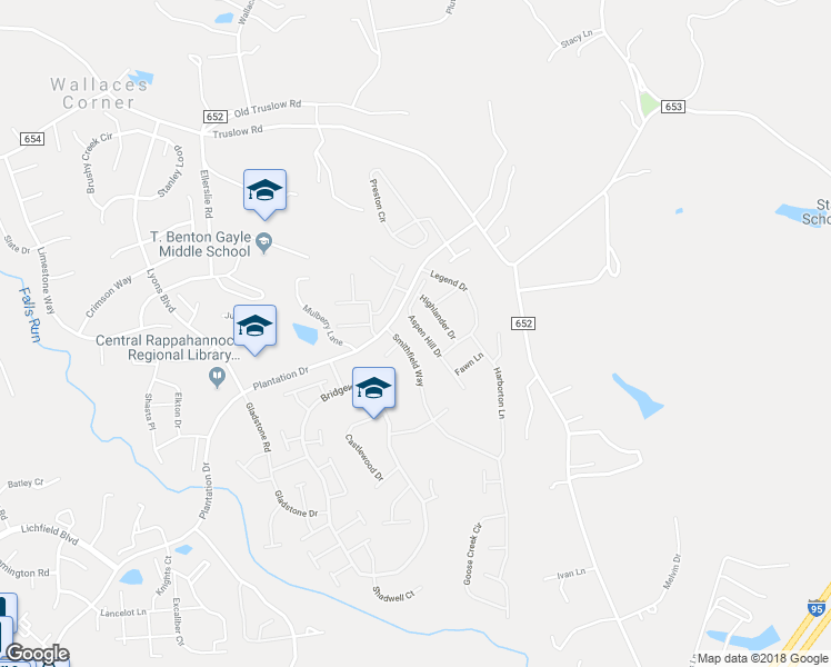 map of restaurants, bars, coffee shops, grocery stores, and more near 40 Aspen Hill Drive in Fredericksburg