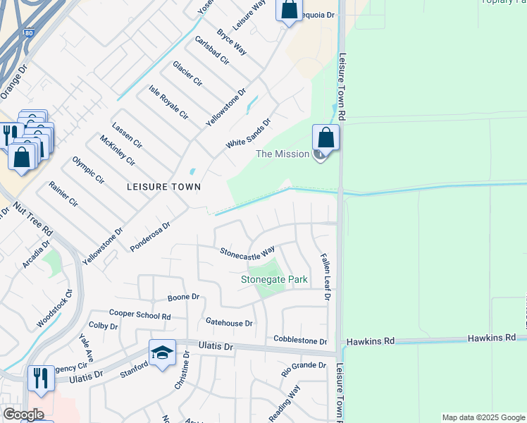 map of restaurants, bars, coffee shops, grocery stores, and more near 319 Flagstone Ct in Vacaville
