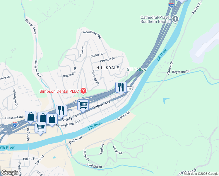 map of restaurants, bars, coffee shops, grocery stores, and more near 1908 Front Street in Charleston