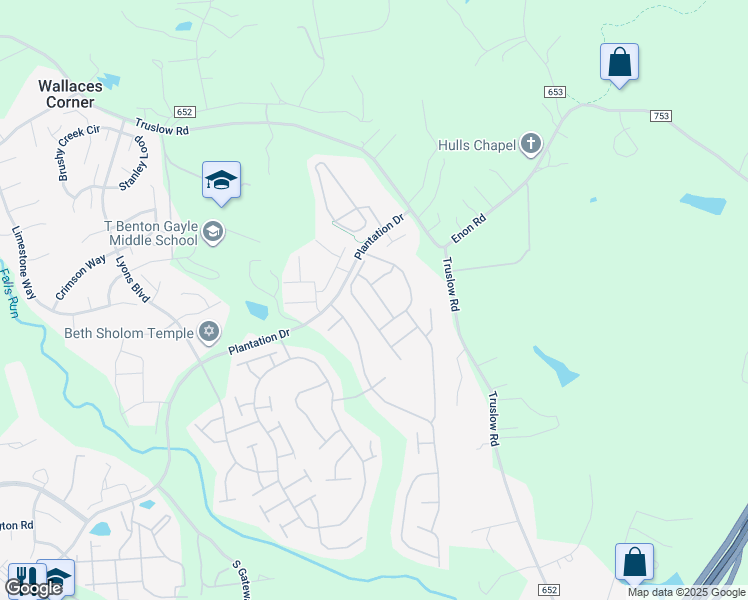 map of restaurants, bars, coffee shops, grocery stores, and more near 20 Highlander Drive in Fredericksburg