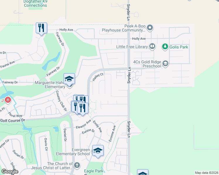 map of restaurants, bars, coffee shops, grocery stores, and more near 4564 Harmony Place in Rohnert Park