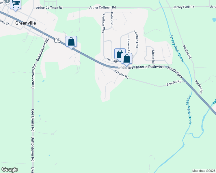 map of restaurants, bars, coffee shops, grocery stores, and more near 6004 Vincennes Trail in Greenville