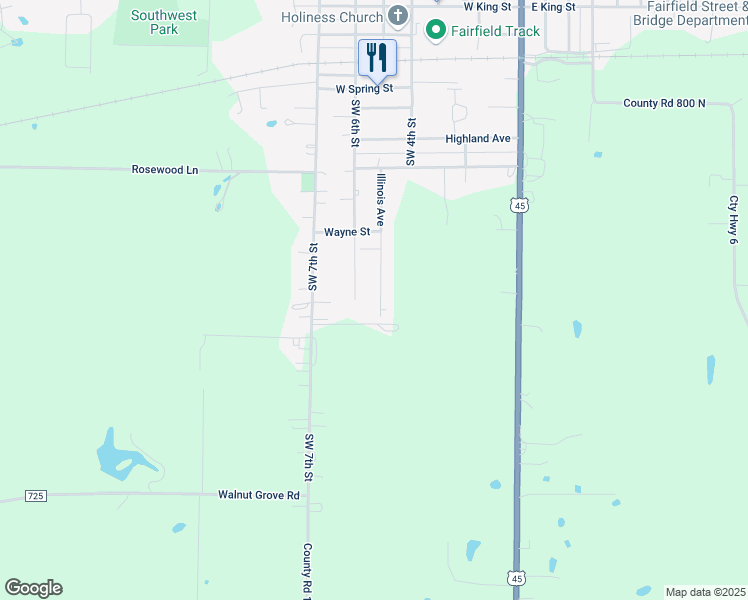 map of restaurants, bars, coffee shops, grocery stores, and more near 1224 Southwest 6th Street in Fairfield