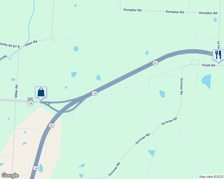 map of restaurants, bars, coffee shops, grocery stores, and more near 117 Doyle Road in Eldon