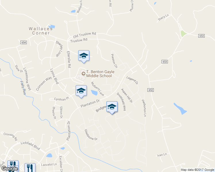 map of restaurants, bars, coffee shops, grocery stores, and more near 41 Spruce Lane in Fredericksburg
