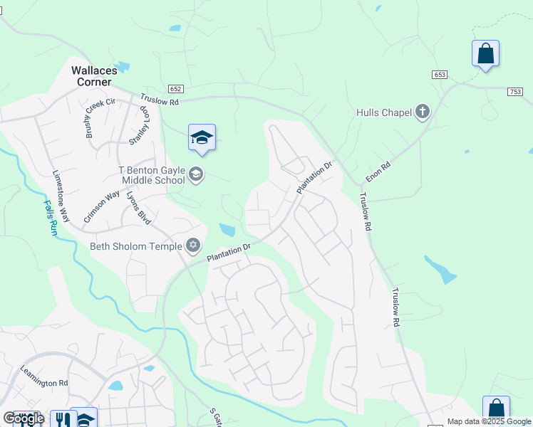 map of restaurants, bars, coffee shops, grocery stores, and more near 31 Spruce Lane in Fredericksburg
