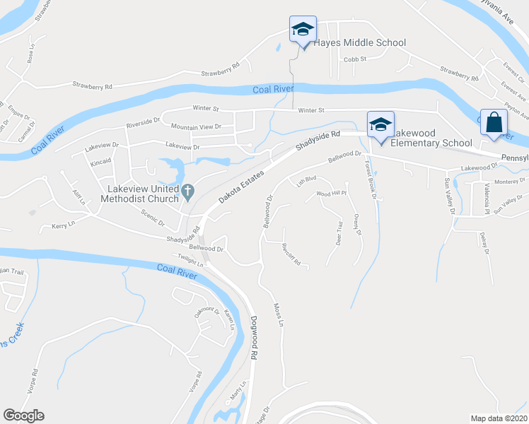 map of restaurants, bars, coffee shops, grocery stores, and more near 2151 Bellwood Drive in Saint Albans