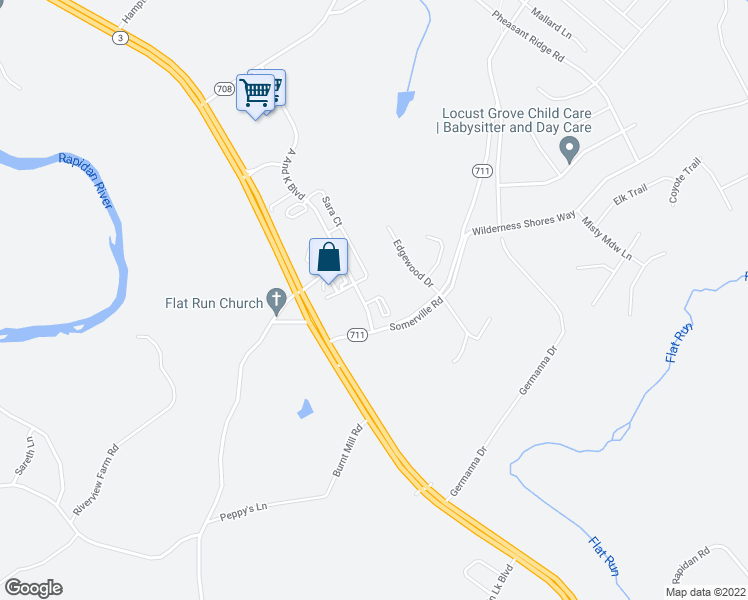 map of restaurants, bars, coffee shops, grocery stores, and more near Saba Place in Locust Grove