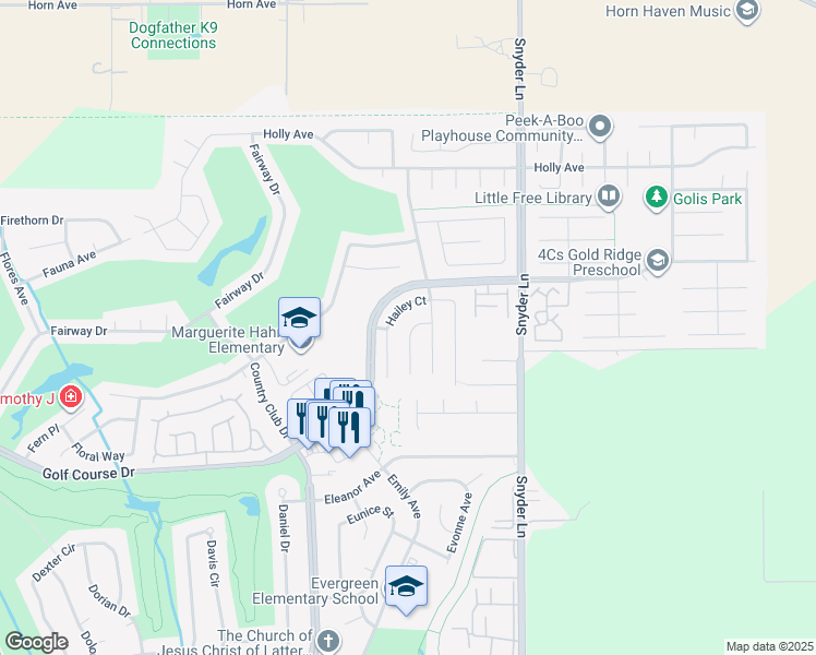 map of restaurants, bars, coffee shops, grocery stores, and more near 4527 Heron Court in Rohnert Park