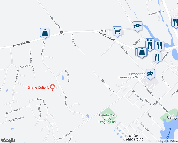map of restaurants, bars, coffee shops, grocery stores, and more near 6280 Diamondback Drive in Salisbury