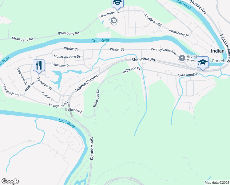 map of restaurants, bars, coffee shops, grocery stores, and more near 2108 Woodhill Pl in St Albans