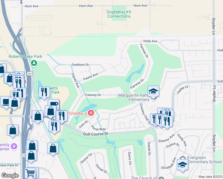 map of restaurants, bars, coffee shops, grocery stores, and more near 4668 Flax Court in Rohnert Park