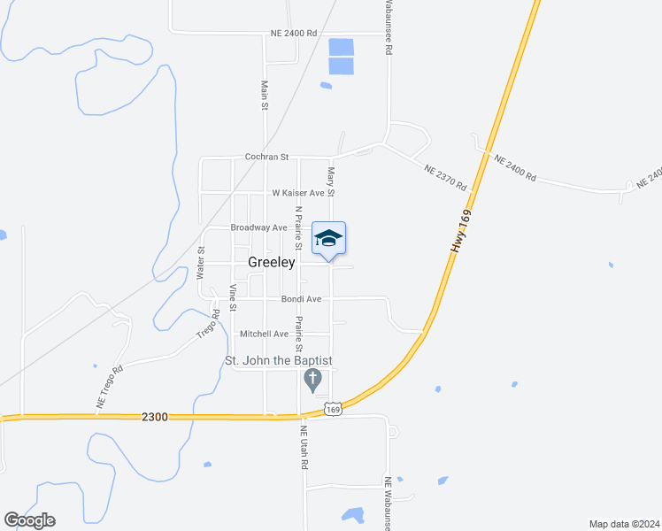 map of restaurants, bars, coffee shops, grocery stores, and more near 117-119 Mary St in Greeley
