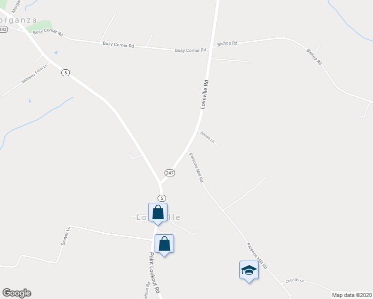 map of restaurants, bars, coffee shops, grocery stores, and more near 25375 Loveville Road in Leonardtown