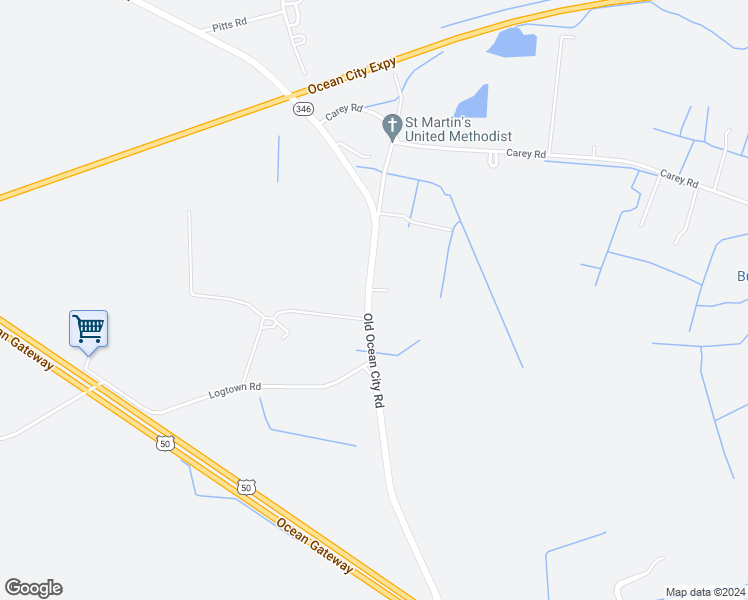 map of restaurants, bars, coffee shops, grocery stores, and more near 9153 Old Ocean City Road in Berlin