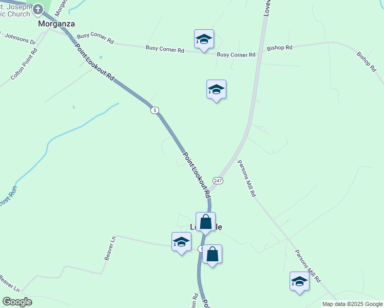 map of restaurants, bars, coffee shops, grocery stores, and more near 28610 Point Lookout Road in Leonardtown