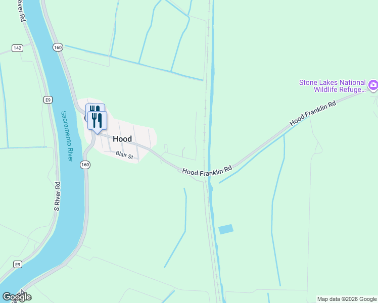 map of restaurants, bars, coffee shops, grocery stores, and more near 1151 Corky Lane in Hood