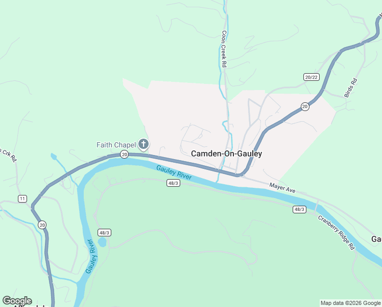 map of restaurants, bars, coffee shops, grocery stores, and more near Ways Avenue in Camden-on-Gauley