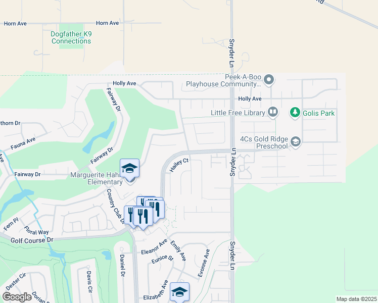 map of restaurants, bars, coffee shops, grocery stores, and more near 1082 Golf Course Drive in Rohnert Park