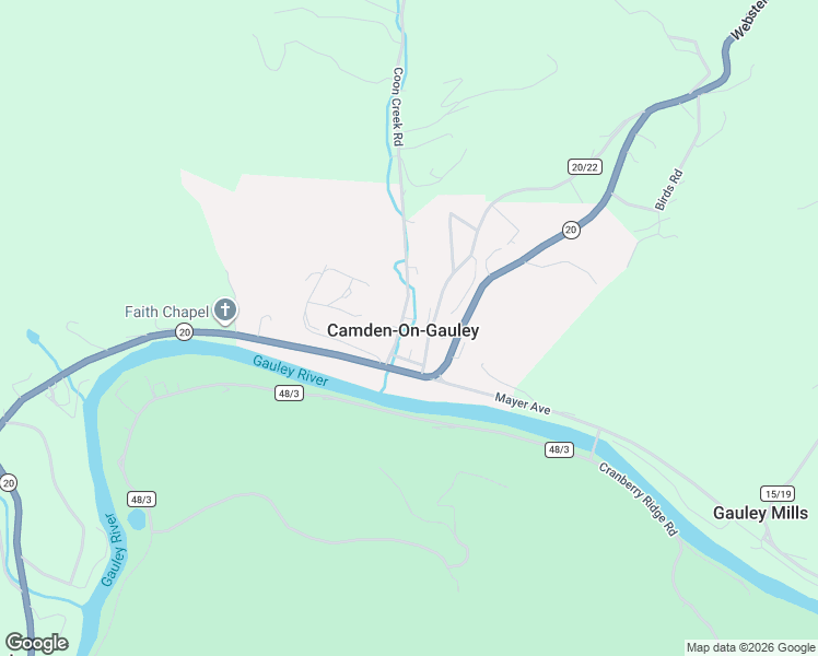 map of restaurants, bars, coffee shops, grocery stores, and more near 55 Maple Inn Rd in Camden-on-Gauley