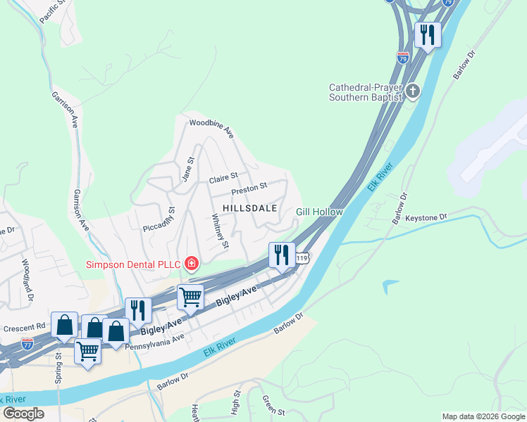 map of restaurants, bars, coffee shops, grocery stores, and more near 2008 Hudson Street in Charleston