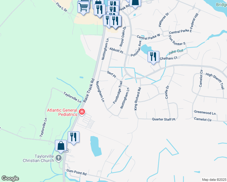 map of restaurants, bars, coffee shops, grocery stores, and more near 15 Willow Way in Ocean Pines