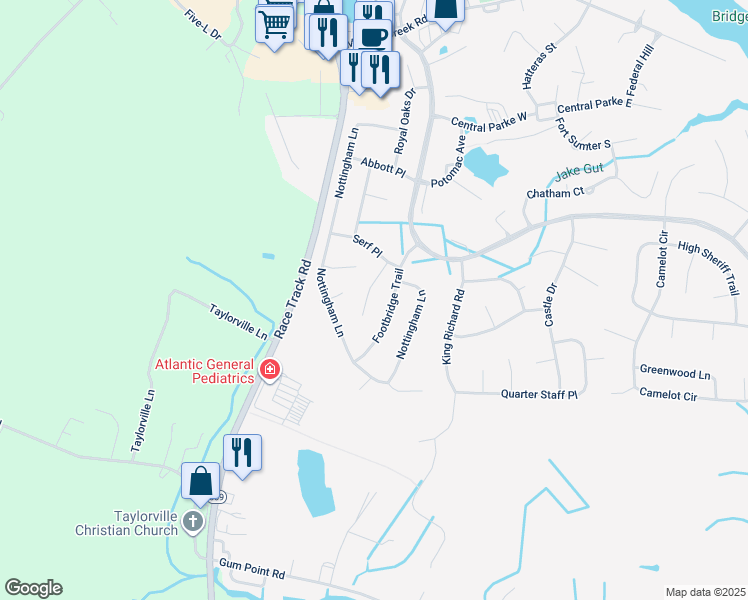 map of restaurants, bars, coffee shops, grocery stores, and more near 15 Willow Way in Ocean Pines