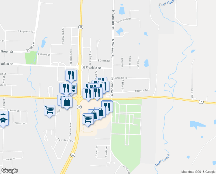 map of restaurants, bars, coffee shops, grocery stores, and more near 1803 Strawberry Lane in Clinton