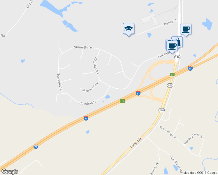 map of restaurants, bars, coffee shops, grocery stores, and more near 4005 Sheehan Drive in Buckner