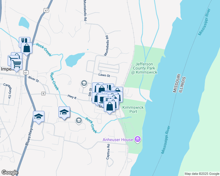 map of restaurants, bars, coffee shops, grocery stores, and more near in Kimmswick