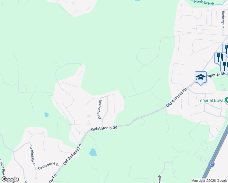 map of restaurants, bars, coffee shops, grocery stores, and more near 2139 Windswept Estates Drive in Imperial