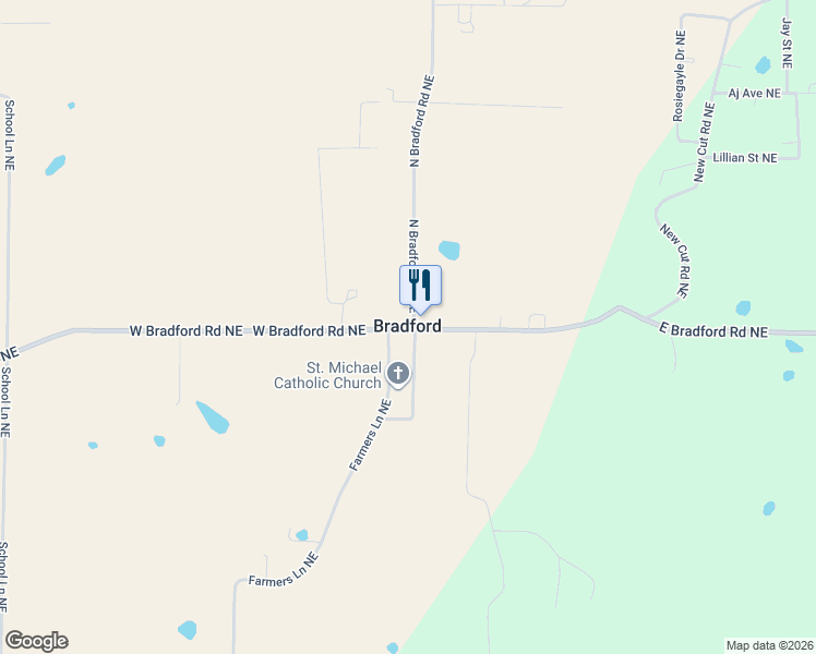 map of restaurants, bars, coffee shops, grocery stores, and more near in Bradford