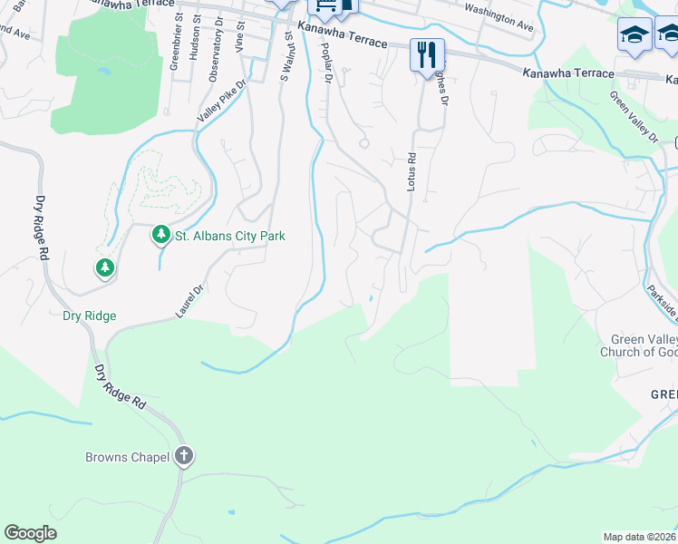 map of restaurants, bars, coffee shops, grocery stores, and more near 985 Old Point Road in St. Albans