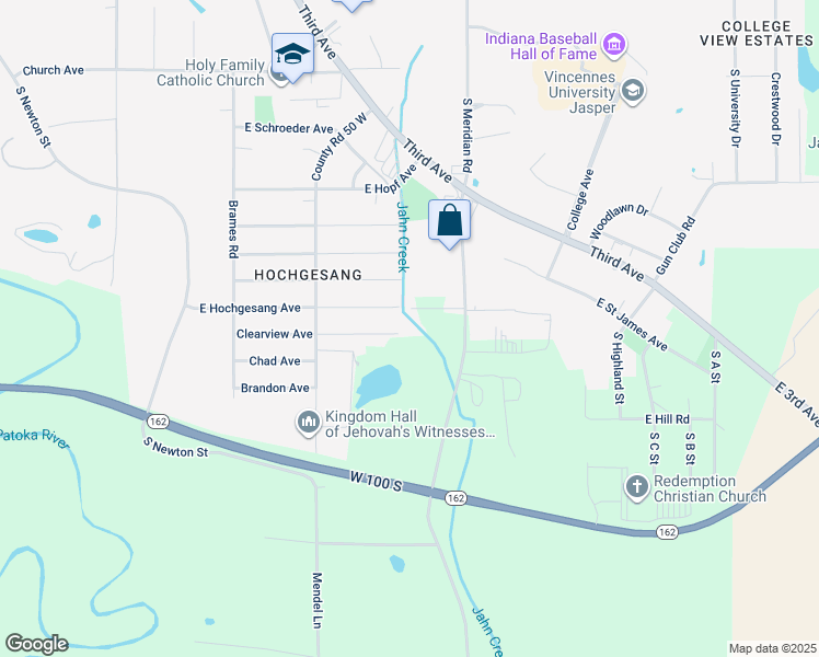 map of restaurants, bars, coffee shops, grocery stores, and more near 1194 East Hochgesang Avenue in Jasper
