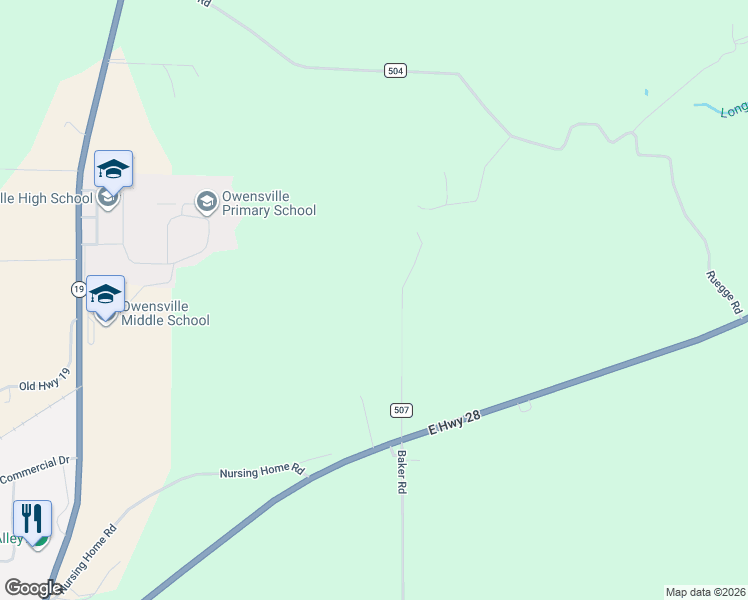map of restaurants, bars, coffee shops, grocery stores, and more near in Owensville