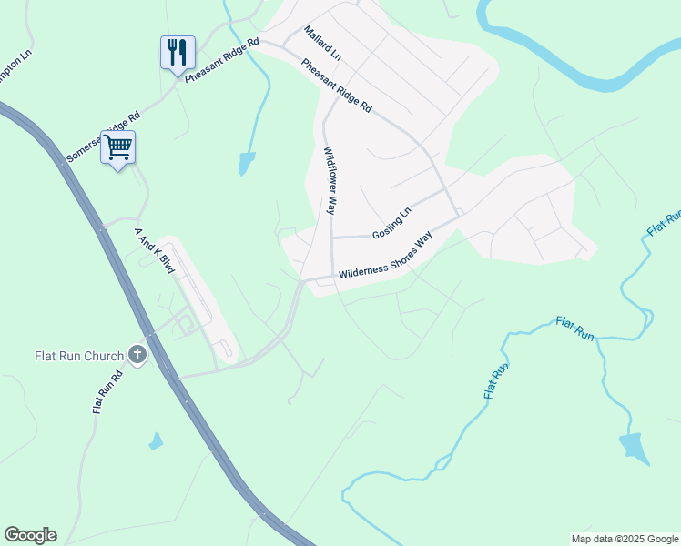map of restaurants, bars, coffee shops, grocery stores, and more near 35275 Wilderness Shores Way in Locust Grove