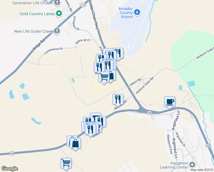 map of restaurants, bars, coffee shops, grocery stores, and more near 12120 Industry Boulevard in Jackson