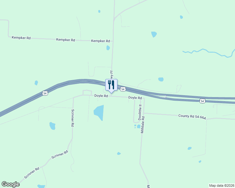 map of restaurants, bars, coffee shops, grocery stores, and more near 23 Doyle Road in Eldon