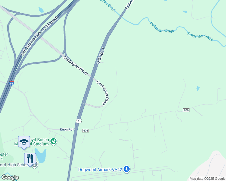 map of restaurants, bars, coffee shops, grocery stores, and more near 83 King's Hill Road in Fredericksburg