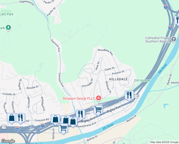 map of restaurants, bars, coffee shops, grocery stores, and more near 650 Piccadilly Street in Charleston