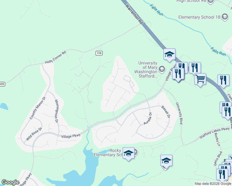 map of restaurants, bars, coffee shops, grocery stores, and more near 8 Lapis Drive in Fredericksburg