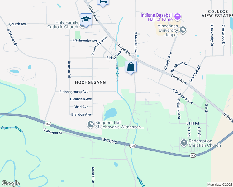 map of restaurants, bars, coffee shops, grocery stores, and more near 1194 East Hochgesang Avenue in Jasper