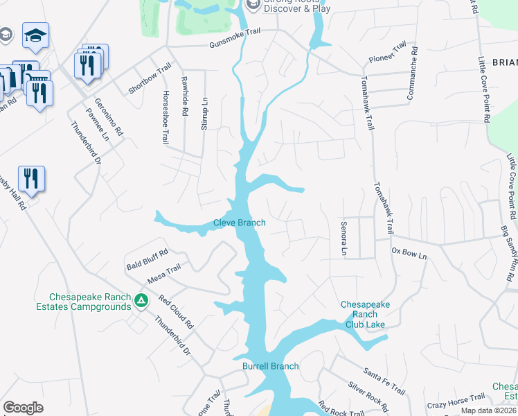 map of restaurants, bars, coffee shops, grocery stores, and more near 11519 Palo Alto Rd in Lusby