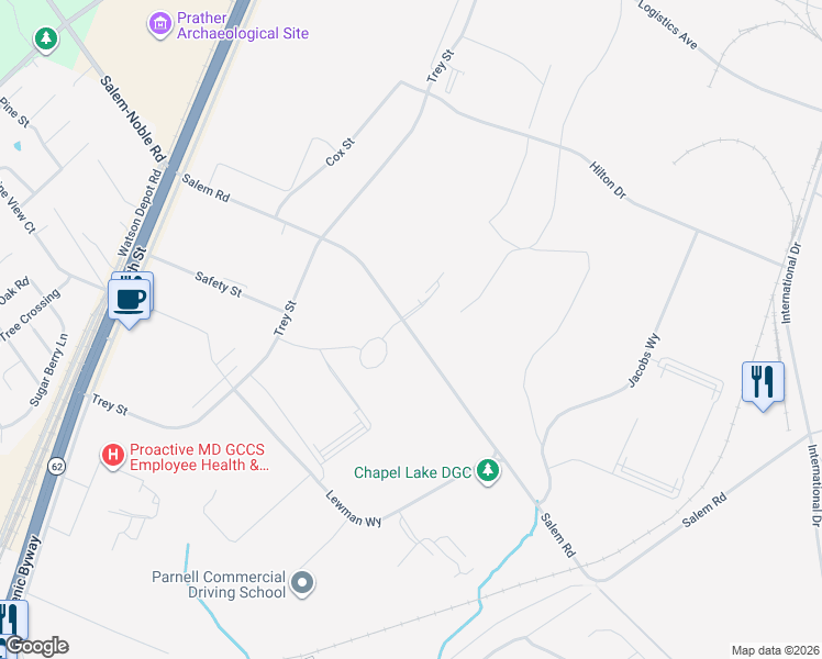 map of restaurants, bars, coffee shops, grocery stores, and more near Salem Road in Jeffersonville