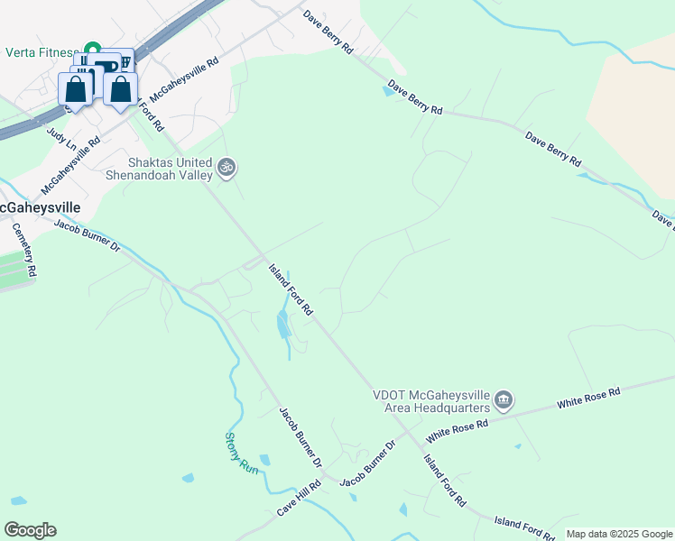 map of restaurants, bars, coffee shops, grocery stores, and more near 10135 Dalmatian Drive in McGaheysville