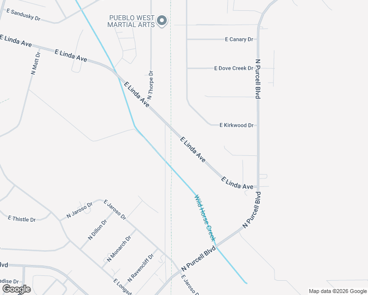 map of restaurants, bars, coffee shops, grocery stores, and more near 1090 East Linda Avenue in Pueblo West