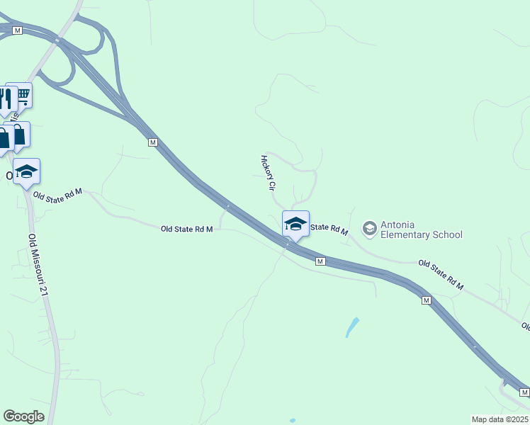 map of restaurants, bars, coffee shops, grocery stores, and more near 4007 Old State Road M in Imperial