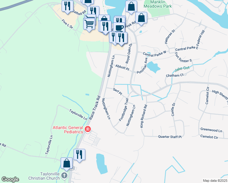 map of restaurants, bars, coffee shops, grocery stores, and more near 4 Willow Way in Ocean Pines